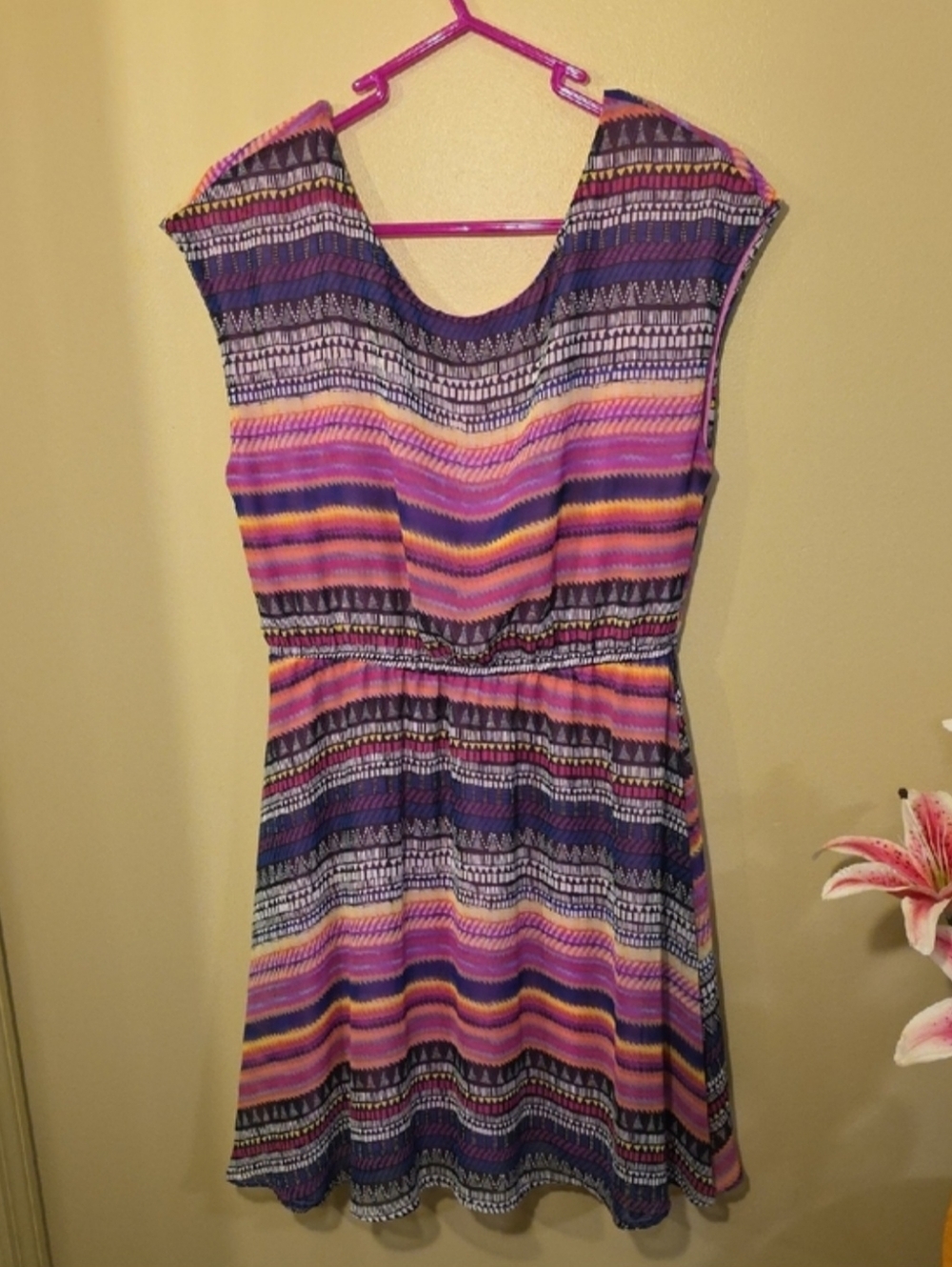 Vibrant MultiColor Striped Mini Babydoll Dress Boho, Festival, Fairycore, Summer - Picture 6 of 11